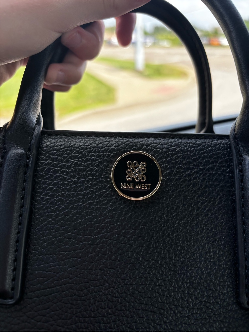 Nine West Black Pebbled Leather Mini Satchel with Gold Accent🖤 - Picture 3 of 5